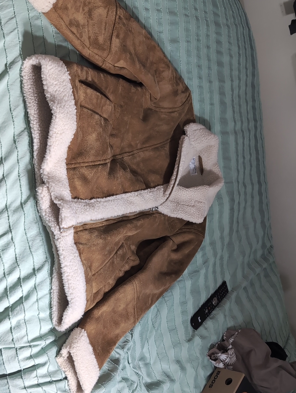 NWOT Size S - Tall Old Navy Sherpa Lined Faux Suede Fall Jacket